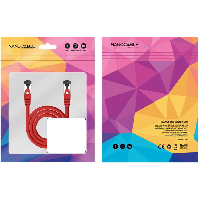 Nanocable Cable de Red Cat.8.1 SSTP AWG26 1m Rojo
